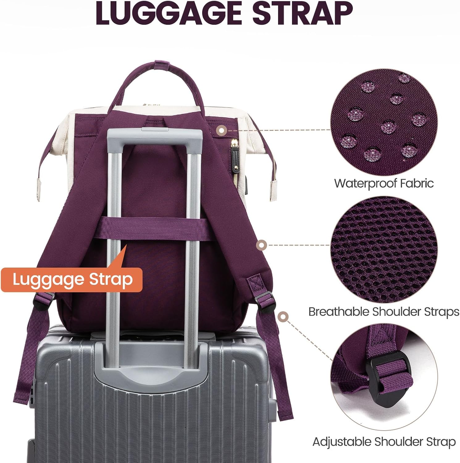 LOVEVOOK Laptop Backpack for Women, 15.6 Inch Work Business Backpacks Purse With Large Capacity, Waterproof Nurse Bag College Bookbag for School, Waterproof Casual Daypack for Travel