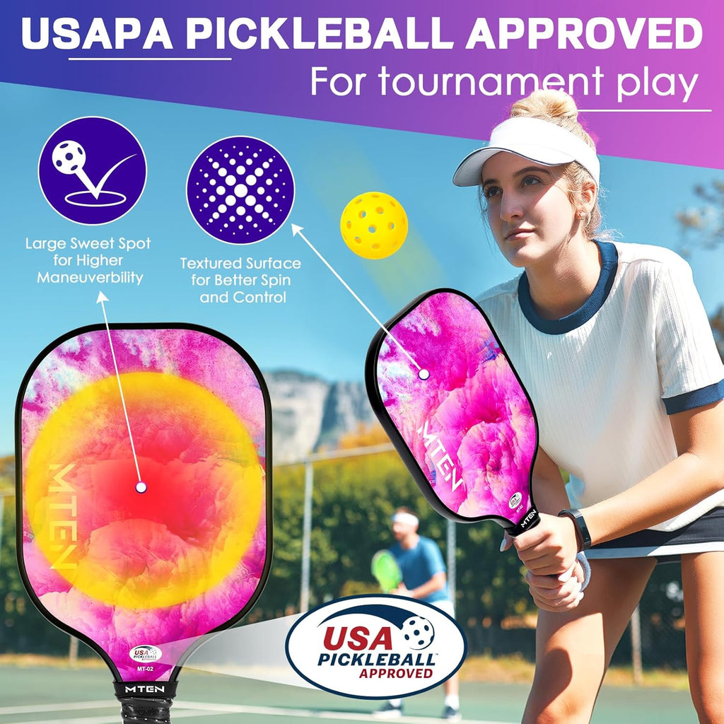 Pickleball Paddles, USAPA Approved Fiberglass Surface Pickleball Set with Pickleball Rackets, Pickleball Paddles Set for Men Women