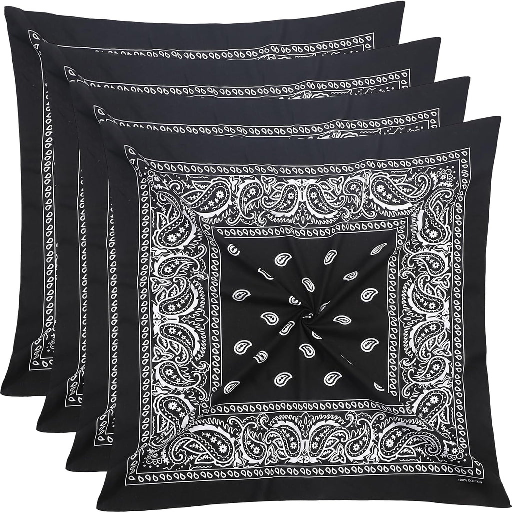 100% Cotton 27" x 27" Large Bandanas for Men & Women, Multi-Purpose Bandana Headbands, Square Head Scarf