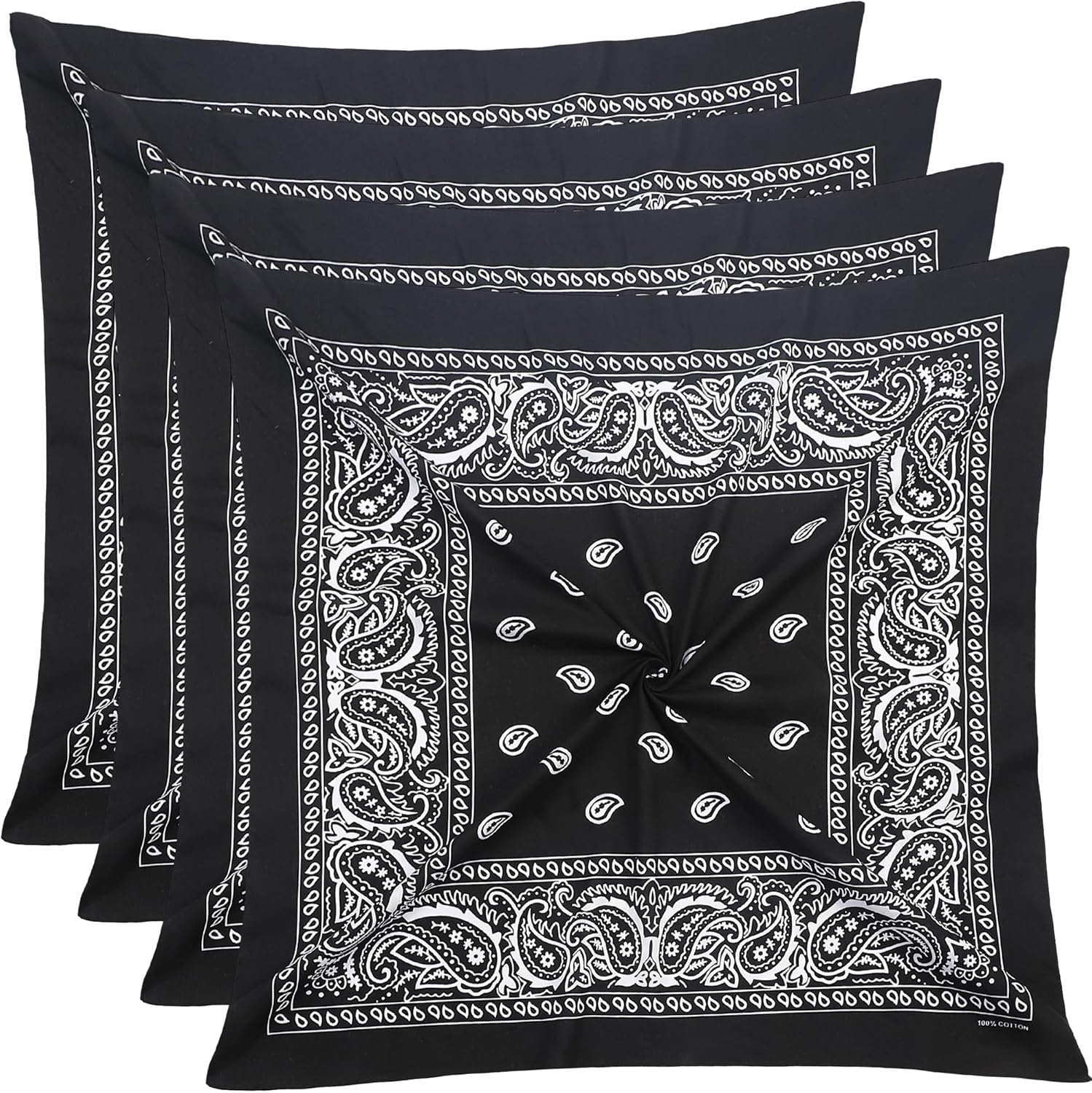 100% Cotton 27" x 27" Large Bandanas for Men & Women, Multi-Purpose Bandana Headbands, Square Head Scarf