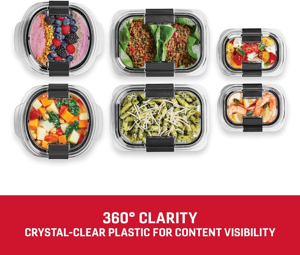 Rubbermaid Brilliance Food Storage Containers BPA Free Airtight Lids Ideal for Lunch Meal Prep & Leftovers Set of 5 (3.2 Cup)