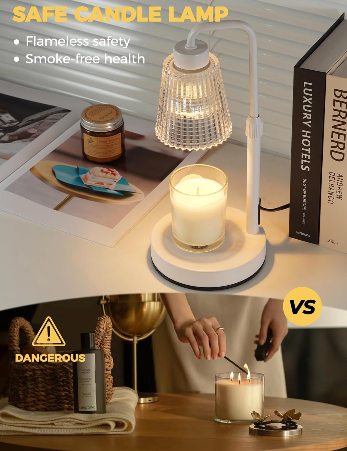Candle Warmer Lamp with Timer Dimmable, Birthday Gifts for Women Mom, House Warming Gifts New Home Decor, Wax Melt Warmer for Jar Candles with 2 Bulbs