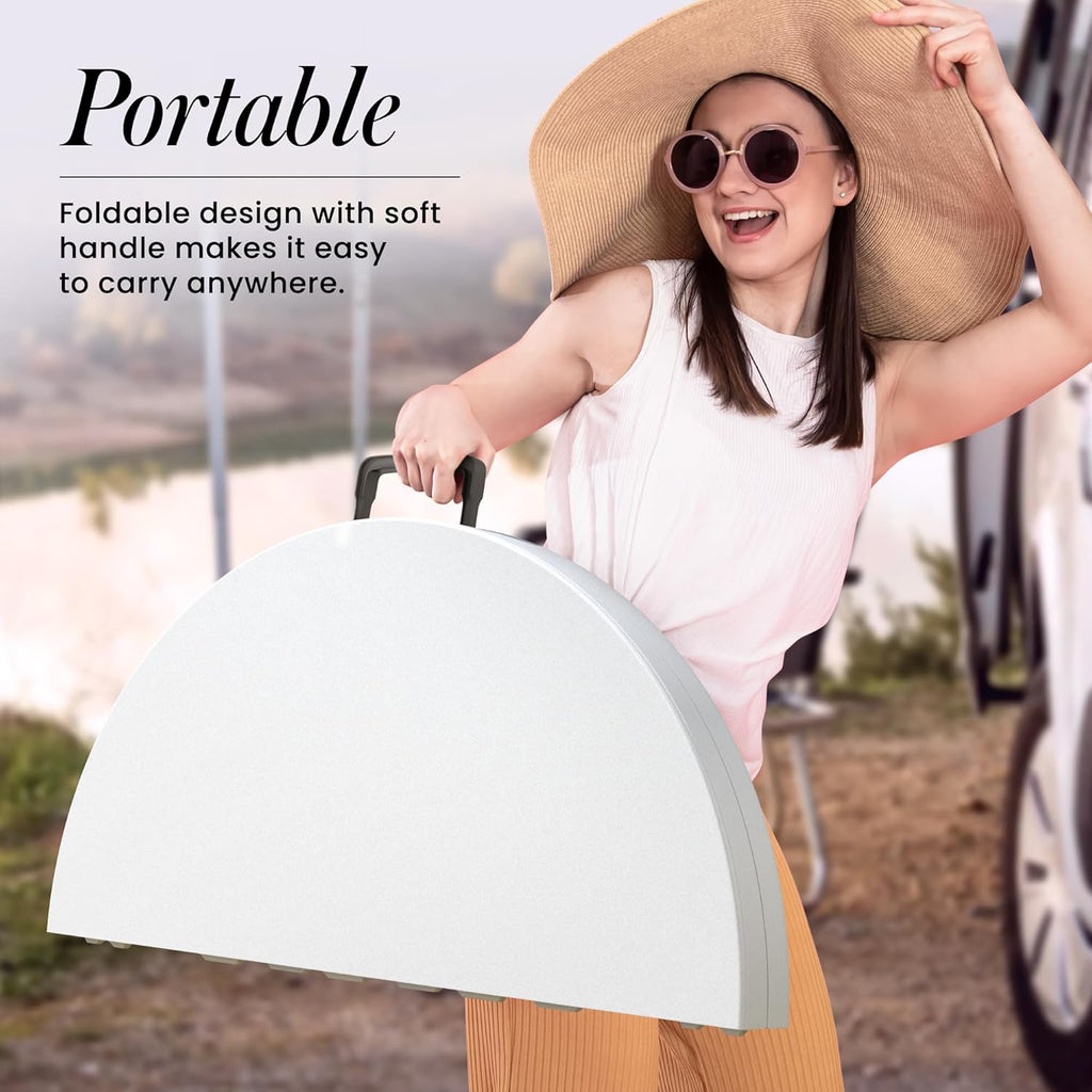 6 Feet Foldable Table with Built in Handle & Steel Legs | Heavy Duty Portable | Perfect for Party, Dining, Wedding, Events, Picnic Indoor, Outdoor, Camping, Utility, Folding