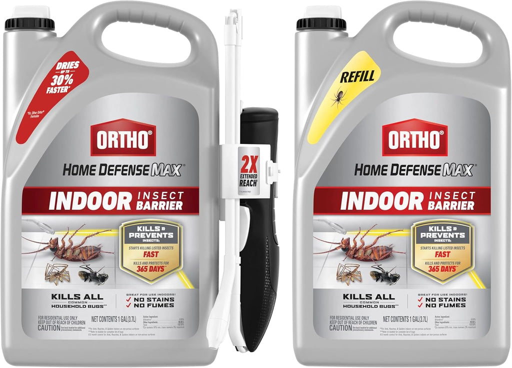Ortho Home Defense Max Indoor Insect Barrier with Extended Reach Comfort Wand, Kills Ants, Roaches, Spiders, Fleas and Ticks, 1 gal.