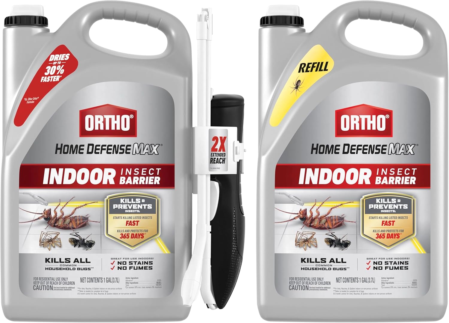 Ortho Home Defense Max Indoor Insect Barrier with Extended Reach Comfort Wand, Kills Ants, Roaches, Spiders, Fleas and Ticks, 1 gal.