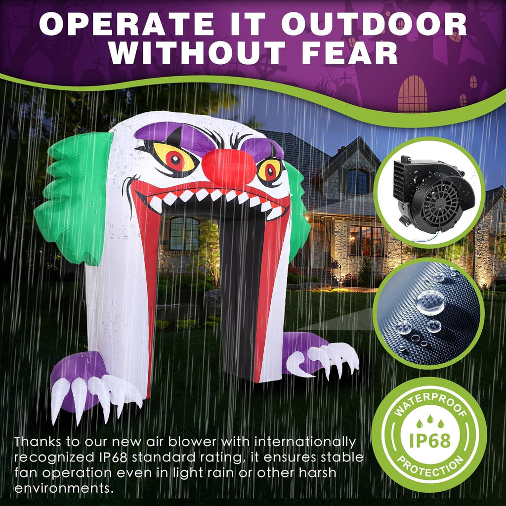 ZPISF Giant 10 FT Halloween Inflatables Clown Archway Outdoor Decorations, Scary Halloween Arch Blow Up Yard Decorations for Front Yard Lawn Garden Decor