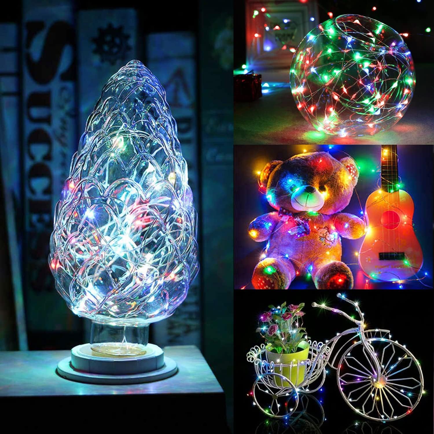 Brightown 12 Pack LED Fairy Lights Battery Operated String Lights - 7ft 20LED Waterproof Silver Wire Firefly Starry Moon Lights for DIY Crafts Wedding Table Centerpieces Party Bedroom Christmas