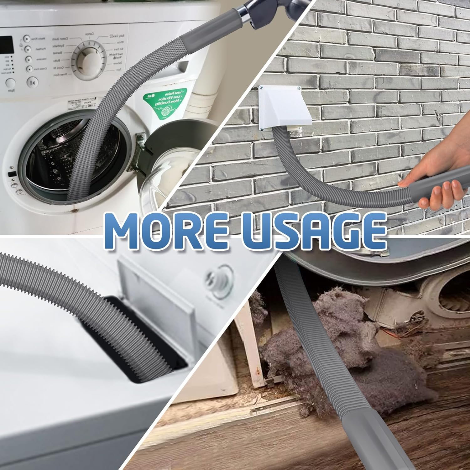 2 Pieces Dryer Vent Cleaner Kit Compatible with Most Vacuum Cleaner, Dryer Lint Brush and Vacuum Hose Attachment with Universal Connector, Quickly Lint Remover