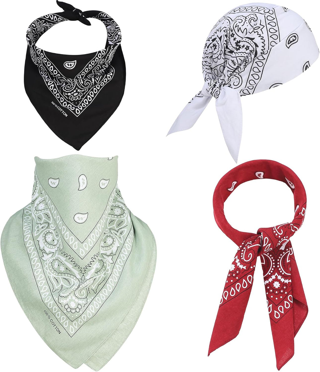 100% Cotton 27" x 27" Large Bandanas for Men & Women, Multi-Purpose Bandana Headbands, Square Head Scarf