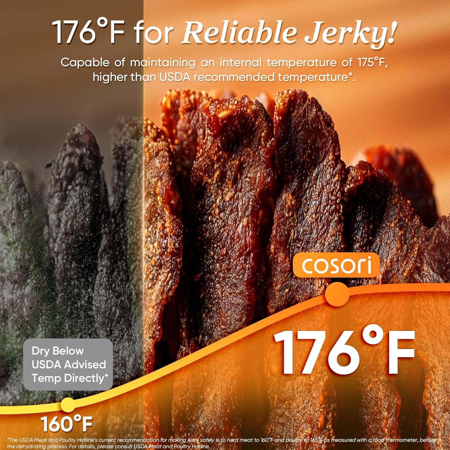 COSORI Food Dehydrator, Bigger Than 7 Trays With Large 6.5" Drying Space, 600W Power Saves More Time Than 480W, 165°F Dehydrated Dryer for Jerky, Dog Treats, Herbs, Meat, Fruit, and Yogurt, Silver