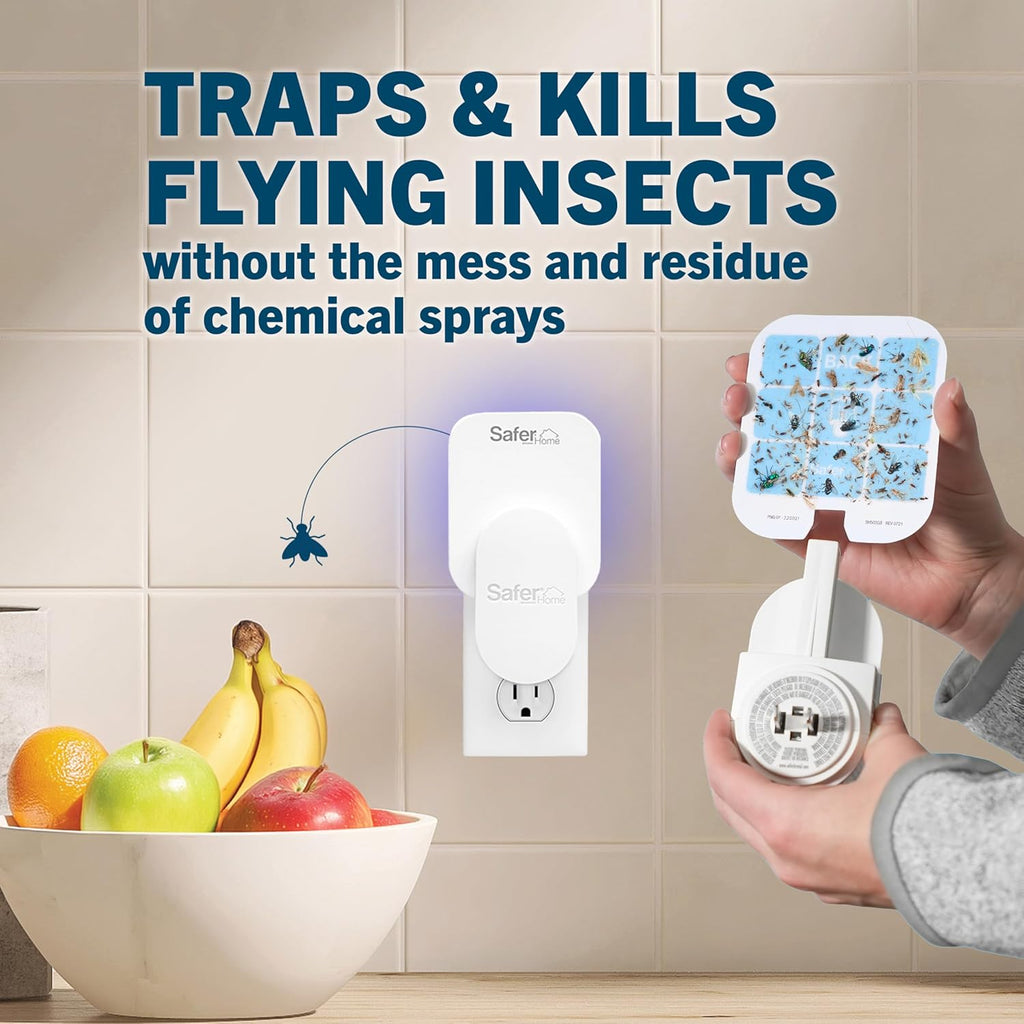 Safer Home Indoor Plug-in Fly Trap - SH502-1R5SR - Effective Fruit Fly Traps for Indoors, Gnat Traps for House Indoor, 400 Sq Ft Protection - Style: 1 Device + 5 Glue Cards