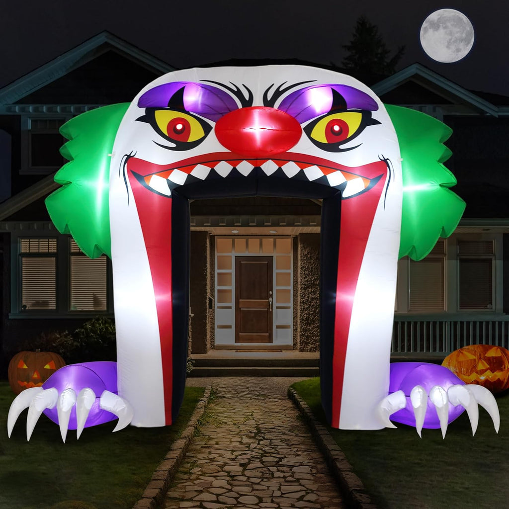 ZPISF Giant 10 FT Halloween Inflatables Clown Archway Outdoor Decorations, Scary Halloween Arch Blow Up Yard Decorations for Front Yard Lawn Garden Decor