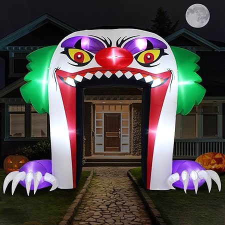 ZPISF Giant 10 FT Halloween Inflatables Clown Archway Outdoor Decorations, Scary Halloween Arch Blow Up Yard Decorations for Front Yard Lawn Garden Decor