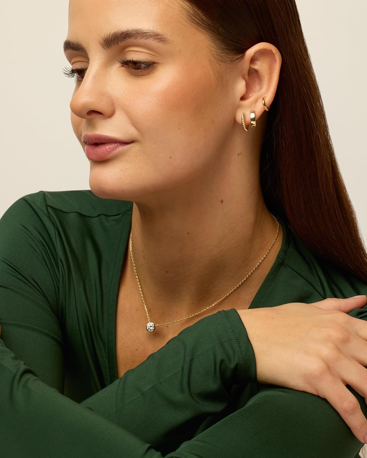 PAVOI 14K-18K Yellow Gold Plated 925 Sterling Silver Posts Three Pairs Small Hoop Earrings for Women - Statement Gold Hoop Earrings Set - Cubic Zirconia Rope Teardrop Chunky Huggie Earscape Piercings