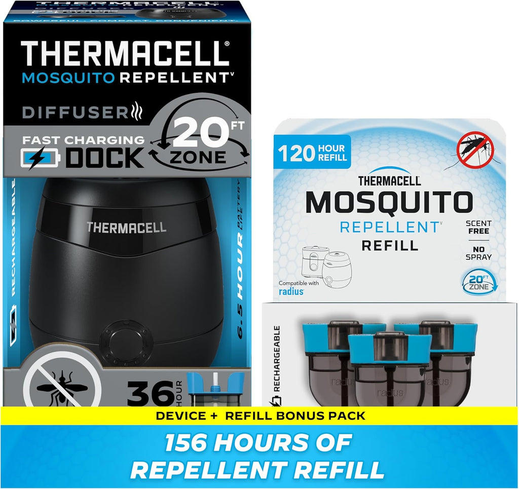 Thermacell E-Series Rechargeable Mosquito Repeller with 20’ Mosquito Protection Zone; Bug Spray Alternative; Scent Free