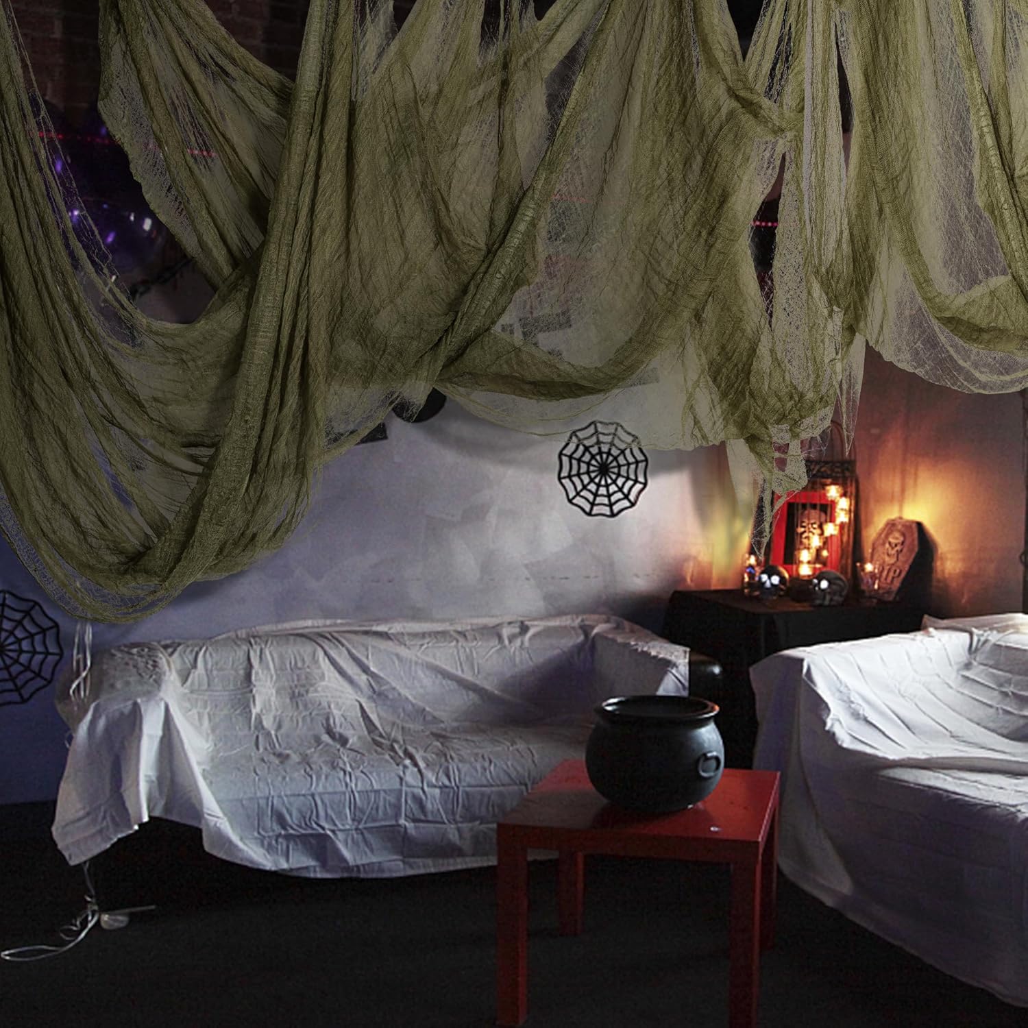 197" x 85" Halloween Creepy Cloth - Halloween Spooky Fabric Cloth - Scary Gauze Blood Creepy Cloth for Haunted House Halloween Party Yard Wall Doorway Outdoors Decoration