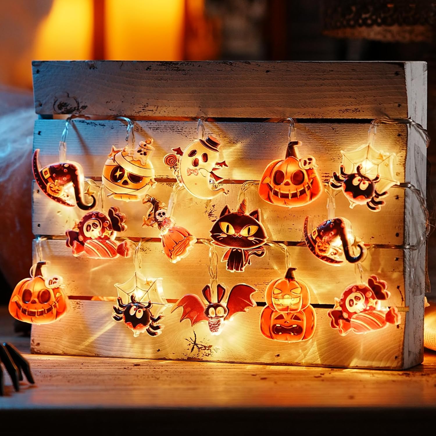 LOLStar Halloween String Lights Decorations, 9.8FT 20 LED Halloween Fairy Lights, Battery Operated (Not Included) with Timer Function and 8 Flashing Modes, Cute Booday Lights 2025 Home Indoor Decor