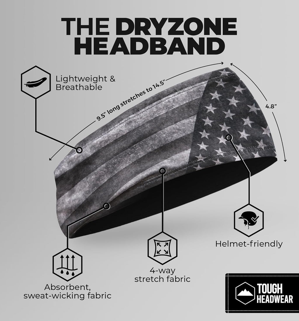 Tough Outfitters Headband for Men - Mens Headbands - Working Out Sports Performance Head Bands - Athletic Cycling Running Sweat Band, Football Headbands - Sweat Bands Men/Women