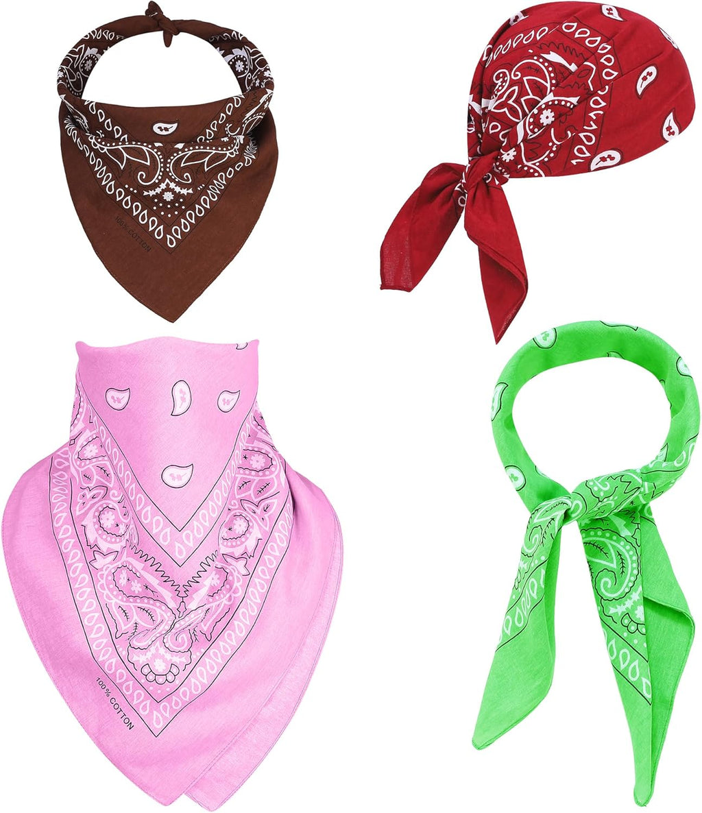 100% Cotton 27" x 27" Large Bandanas for Men & Women, Multi-Purpose Bandana Headbands, Square Head Scarf