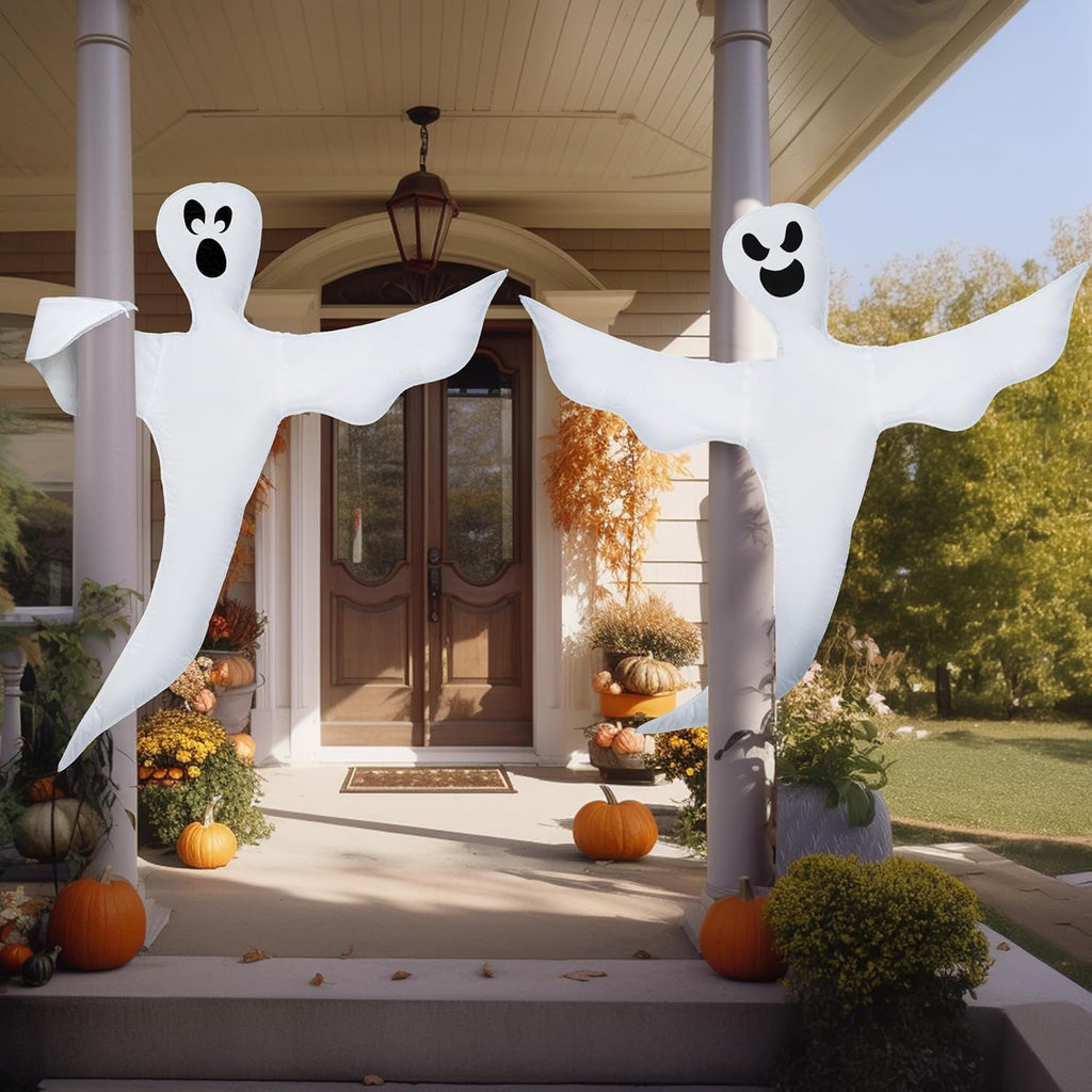 JOYIN 2 Pcs 53" Halloween Decoration Outdoor, Halloween Bendable Hanging Ghost for Lawn, Tree, Pilar Decorations, Tree Wrap Ghost Party Supplies