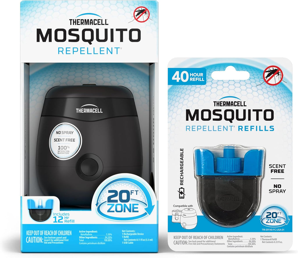 Thermacell E-Series Rechargeable Mosquito Repeller with 20’ Mosquito Protection Zone; Bug Spray Alternative; Scent Free