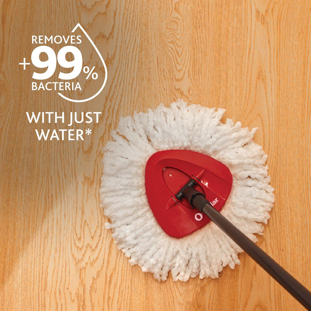 O-Cedar EasyWring Microfiber Spin Mop, Bucket Floor Cleaning System, Red, Gray, Standard