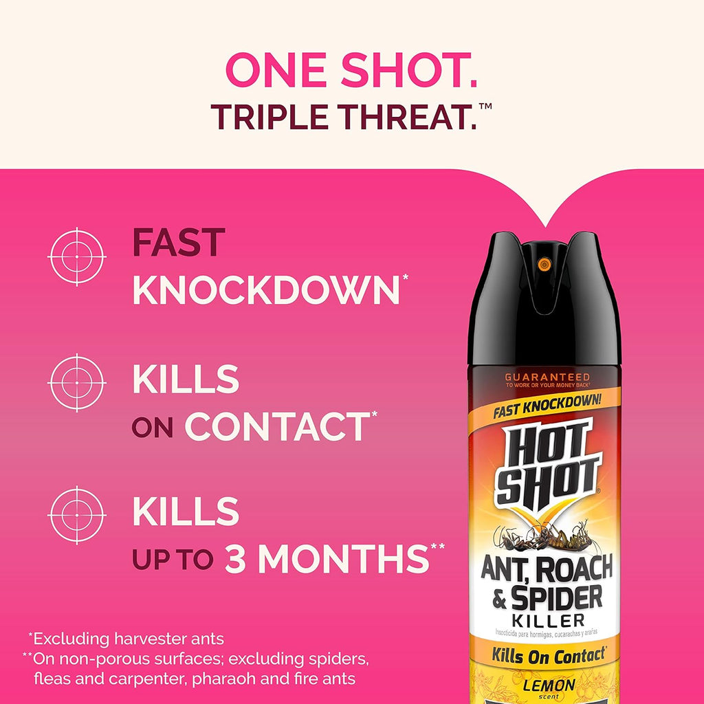 Hot Shot Ant, Roach & Spider Killer, Kills Insects Indoors and Outdoors, Kills Roaches and Listed Ants on Contact, Insecticide Spray, 17.5 Ounce (Crisp Linen)