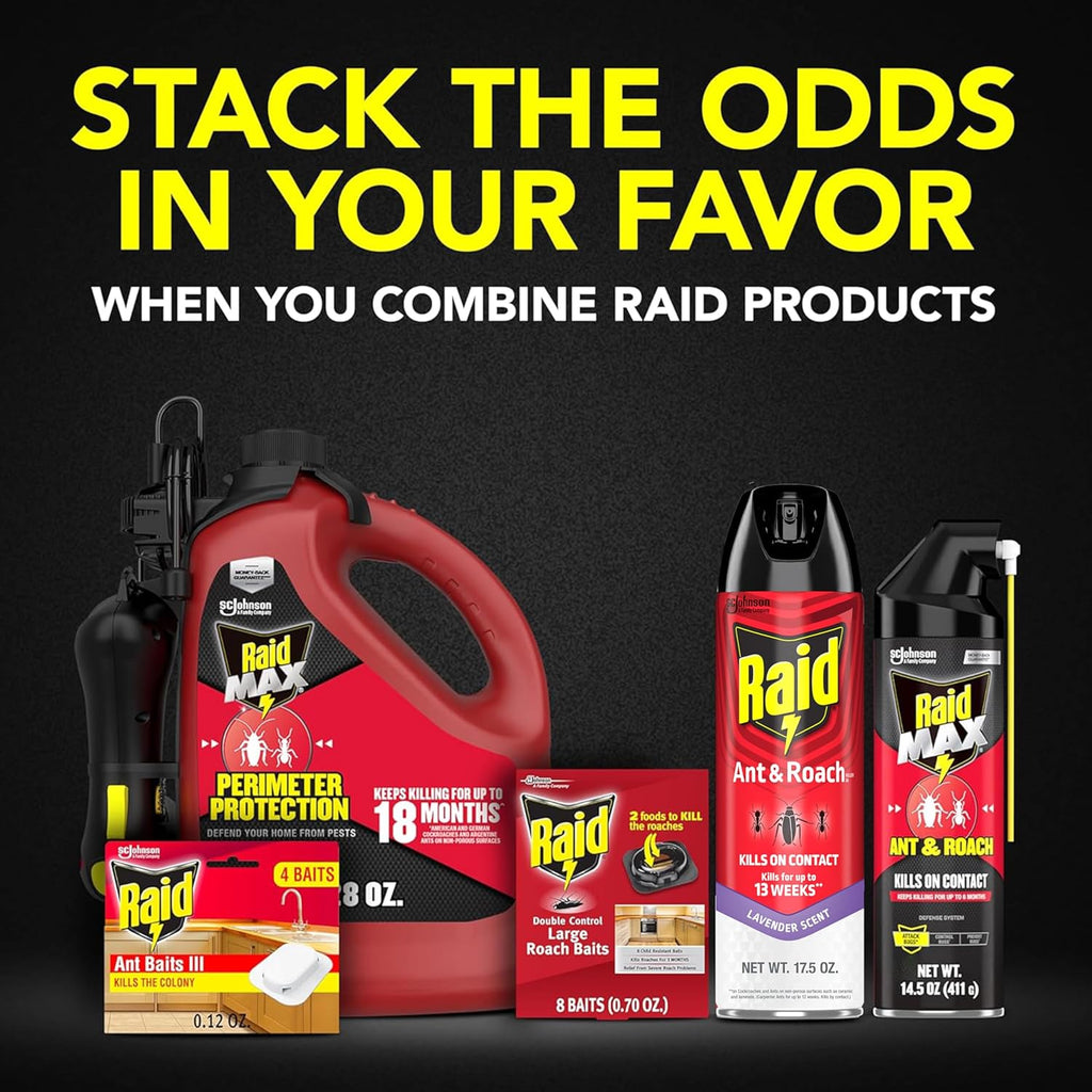 Raid Ant & Roach Killer Spray For Listed Bugs, Keeps Killing for Weeks, Fresh Scent, 17.5 oz