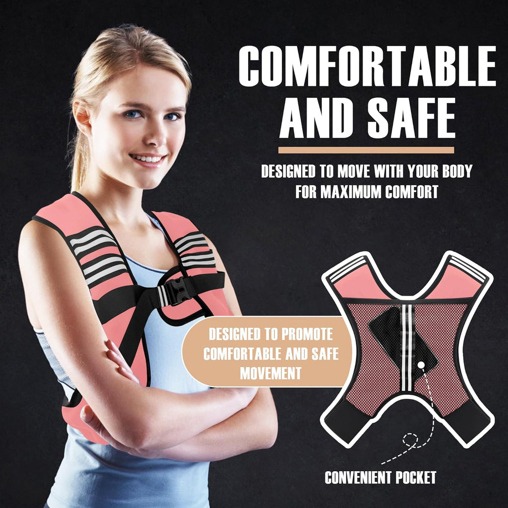 Weighted Vest Men or Women - 5/10/15/20/25/30lbs Weights with Reflective Stripe, Weighted Vest for Workout Equipment for Strength Training Running - Walking Weight Loss