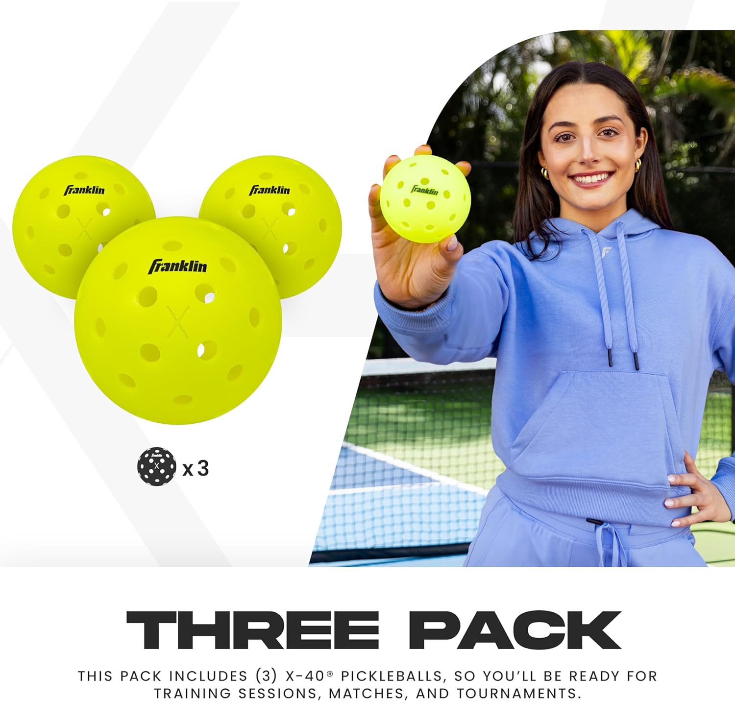 Franklin Sports X-40 Outdoor Pickleballs - Official Ball of USA Pickleball, APP Tour + US Open - Regulation Size