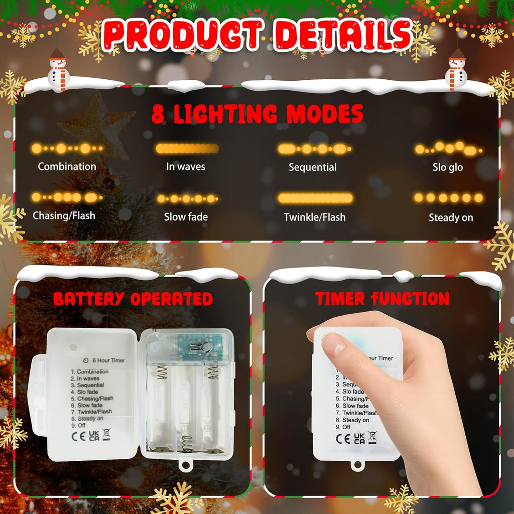 LOLStar Halloween String Lights Decorations, 9.8FT 20 LED Halloween Fairy Lights, Battery Operated (Not Included) with Timer Function and 8 Flashing Modes, Cute Booday Lights 2025 Home Indoor Decor