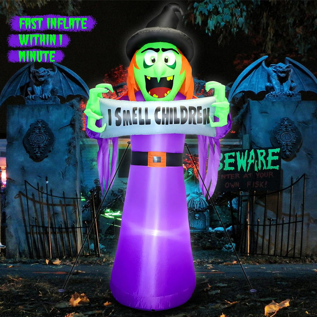 8FT Halloween Inflatables Spider Outdoor Decorations for Yard, Giant Blow up Green Spider with Rotating Fire Flame Light, Large Spooky Spider Props for Halloween Party Garden Lawn House Holiday Decor