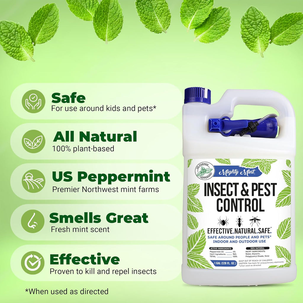 Mighty Mint Peppermint Oil Insect Repellent Spray – Natural Indoor & Outdoor Bug Control for Spiders, Ants, Roaches, and More – Plant-Based, Extra-Strong Formula - 16 oz