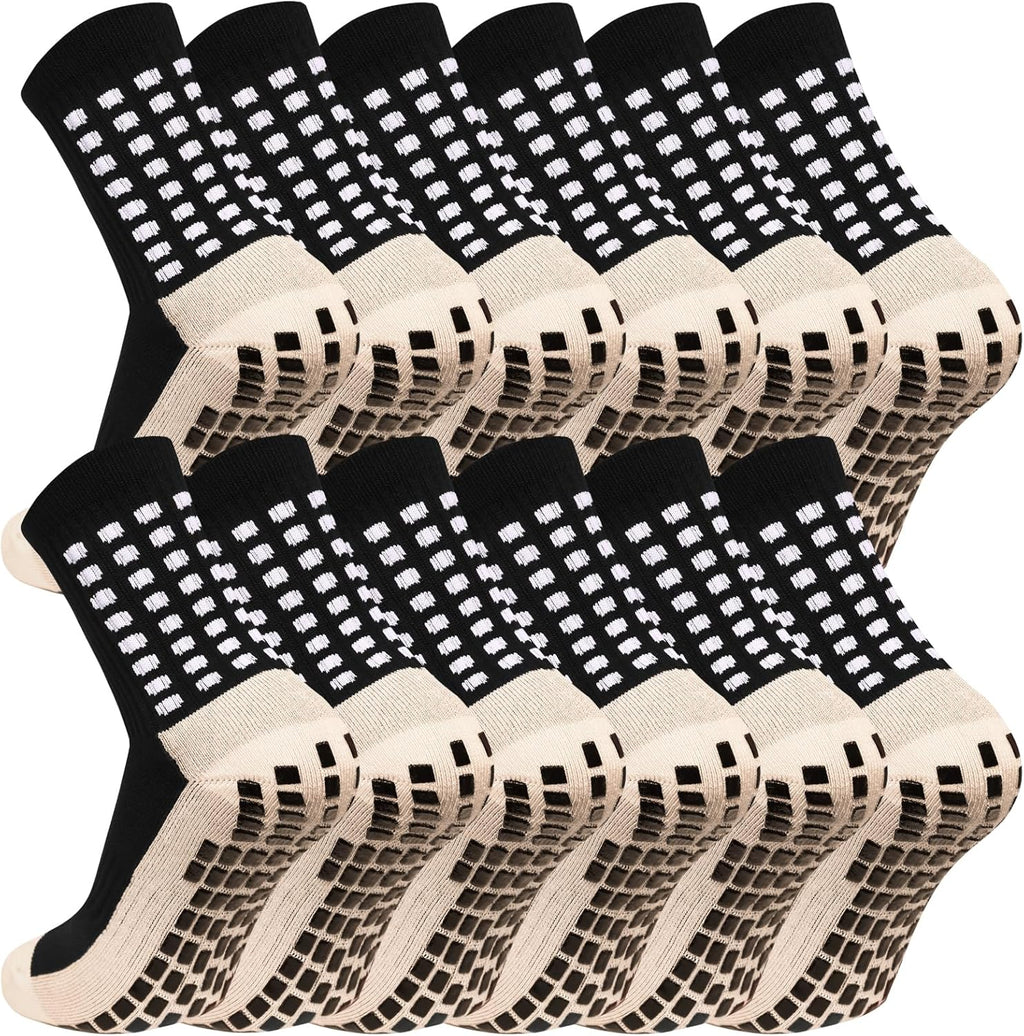 Men's Grip Soccer Socks Anti Slip Athletic Socks Non Slip Football Basketball Socks with Grip Pads2/4/6