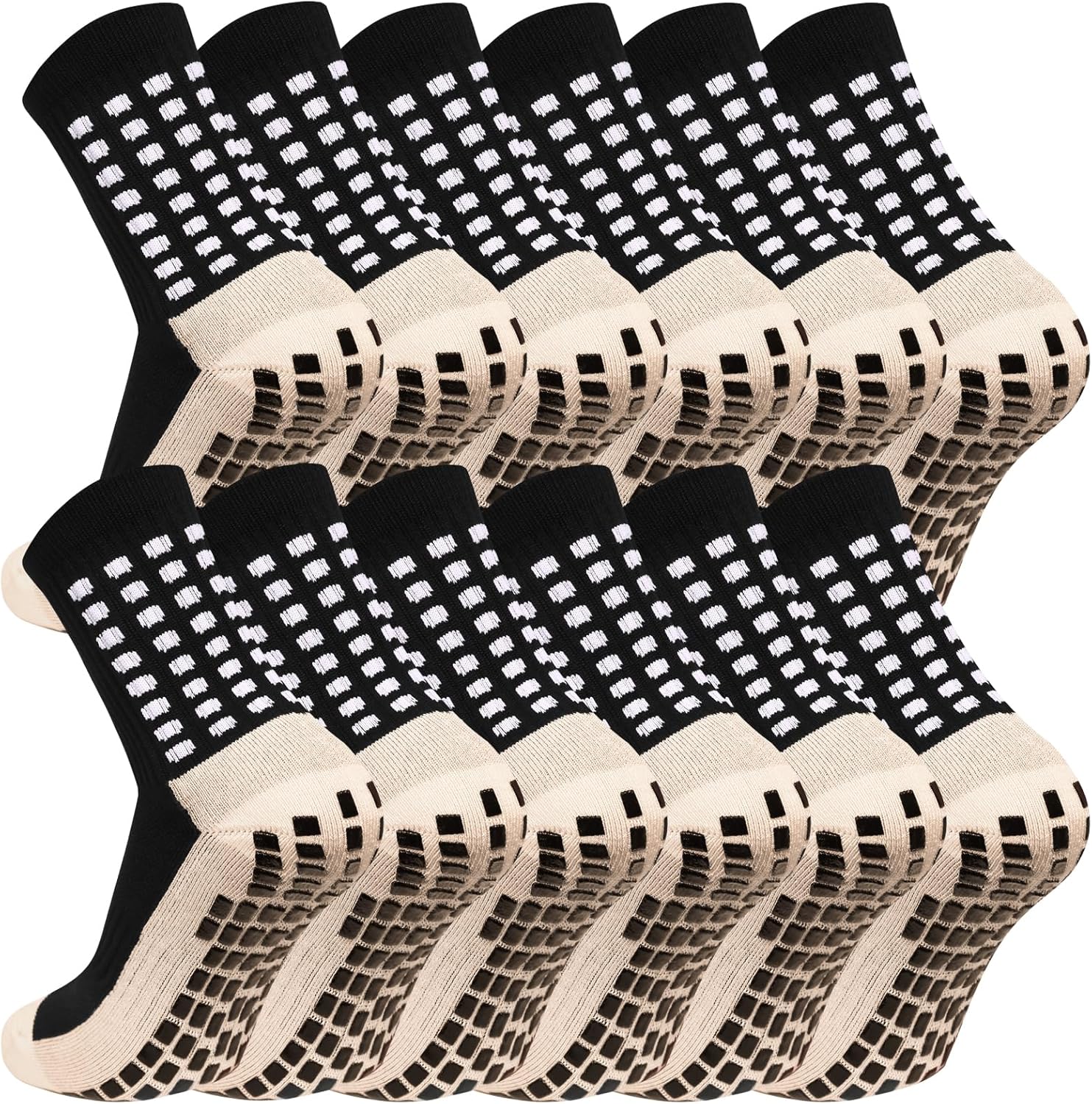 Men's Grip Soccer Socks Anti Slip Athletic Socks Non Slip Football Basketball Socks with Grip Pads2/4/6