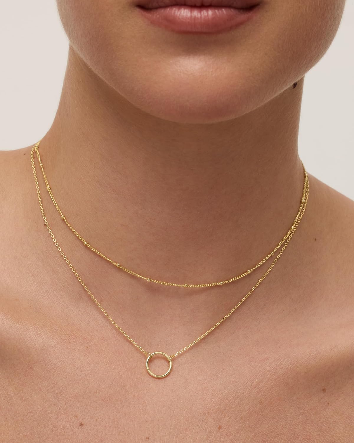 PAVOI 14K Gold Plated Layering Necklaces | Stylish Minimalist Design Pendant Necklaces | Bar, Circle, Lotus, Disc, Dog Tag, Horizontal Bar Pendants for Women