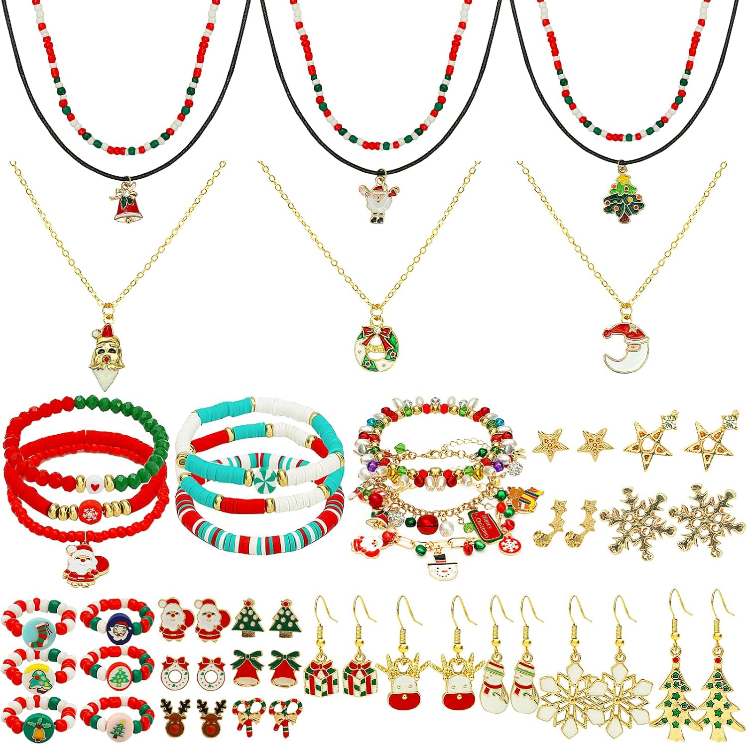 NEWITIN 69 Pieces Gold Jewelry Set for Women Fashion Costume Jewelry Gold Plated Necklace Bracelet Earrings Set for Women