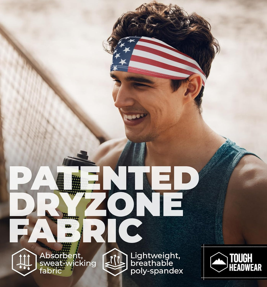 Tough Outfitters Headband for Men - Mens Headbands - Working Out Sports Performance Head Bands - Athletic Cycling Running Sweat Band, Football Headbands - Sweat Bands Men/Women