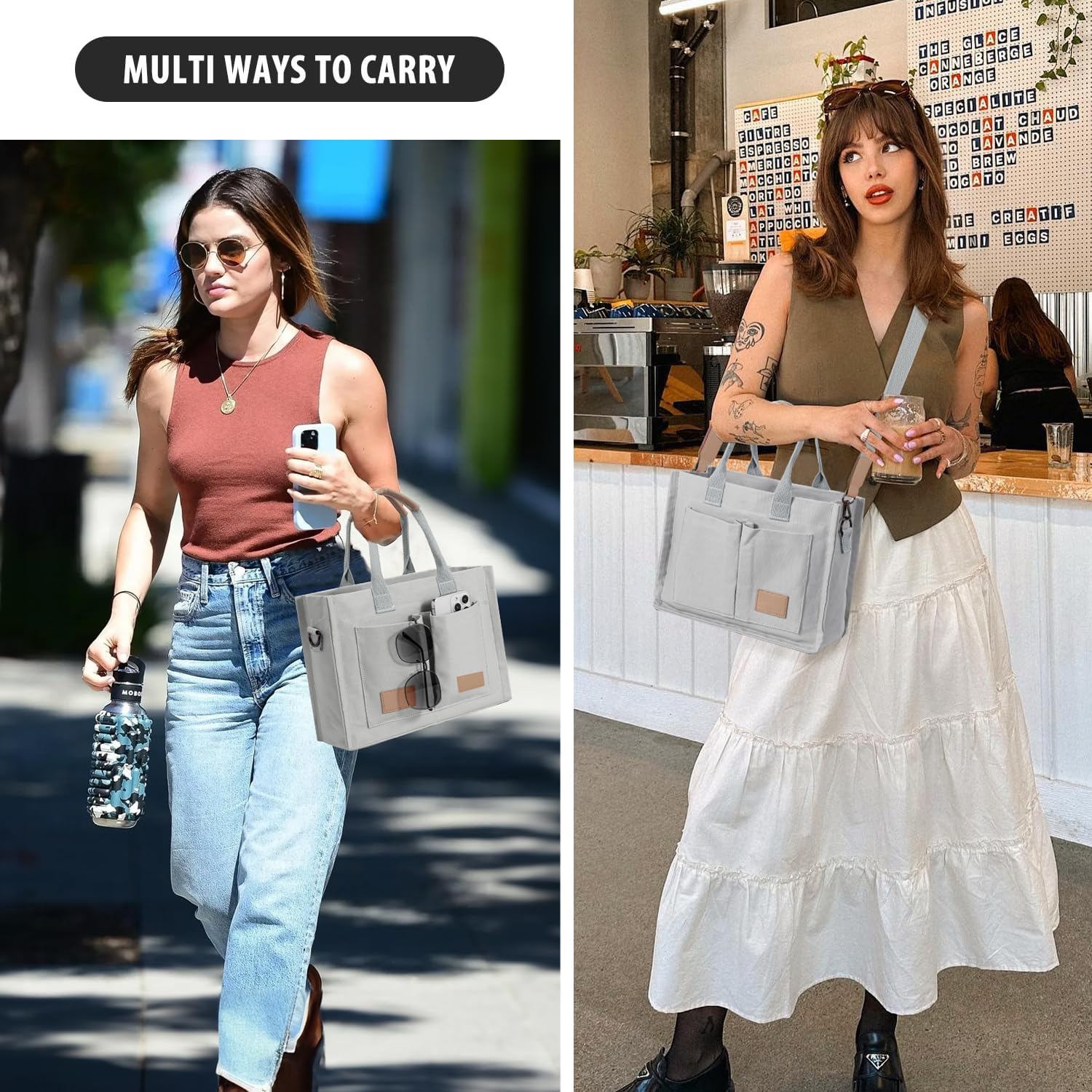 Tote Bags for Women Canvas Tote Purse Crossbody with Pockets Top Handle Shoulder Satchel Bag for Women