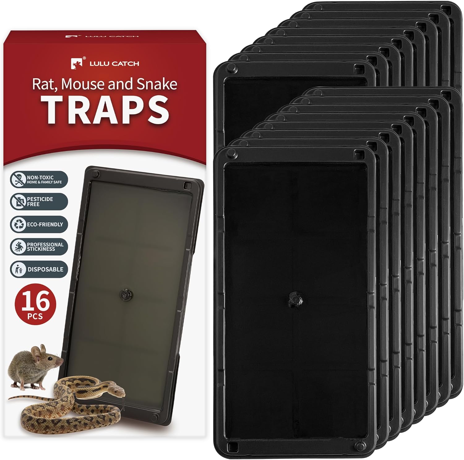 LULUCATCH Mouse & Insect Traps 12 Pack, Heavier Sticky Traps with Non-Toxic Glue for Small Mice & Insects. Sticky Mouse Traps Indoor, Easy to Set, Pet Safe Pest Control
