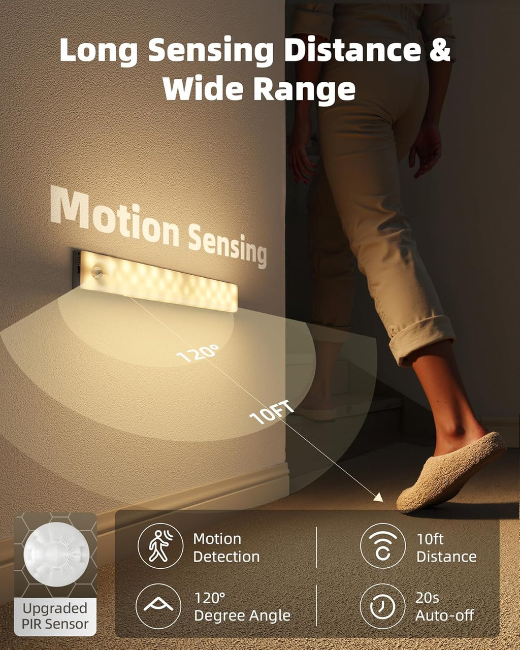 EZVALO 6-Pack Under Cabinet Lighting with Charging Station, 2000mAh Rechargeable Wireless Motion Sensor Lights, 3 Color Temps, Dimmable, Timer, Magnetic, with Remote Control for Kitchen, Closet, Stair