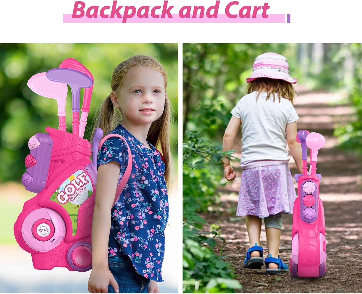 Liberry Toddler Golf Set, Upgraded Kids Golf Cart with Unique Shoulder Strap Design, Indoor and Outdoor Golf Toys for Boys and Girls Aged 1-5 Years Old