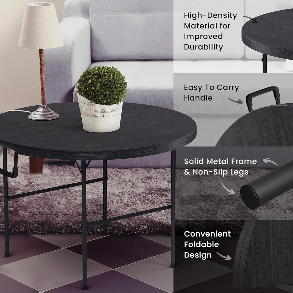 6 Feet Foldable Table with Built in Handle & Steel Legs | Heavy Duty Portable | Perfect for Party, Dining, Wedding, Events, Picnic Indoor, Outdoor, Camping, Utility, Folding