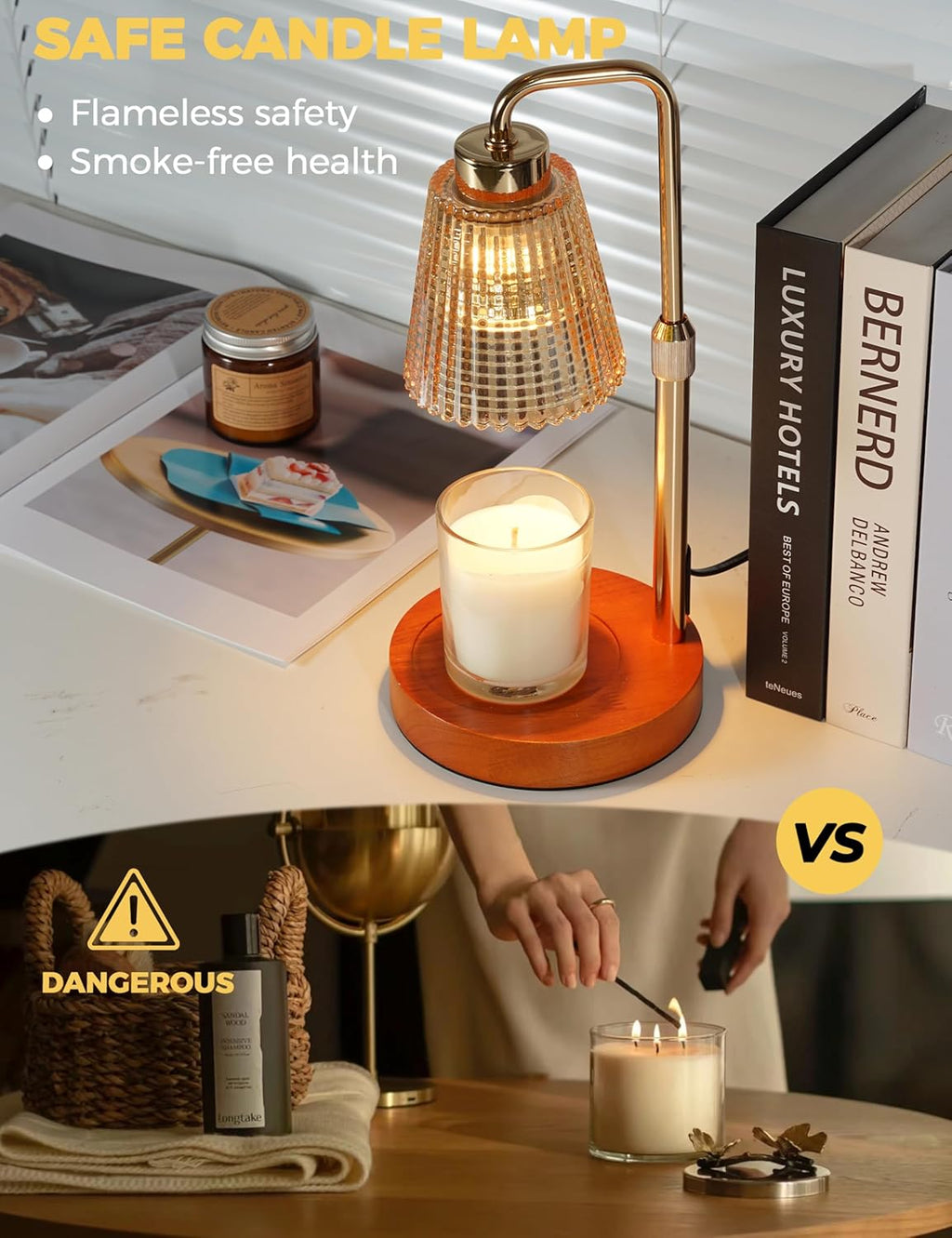 Candle Warmer Lamp with Timer Dimmable, Birthday Gifts for Women Mom, House Warming Gifts New Home Decor, Wax Melt Warmer for Jar Candles with 2 Bulbs