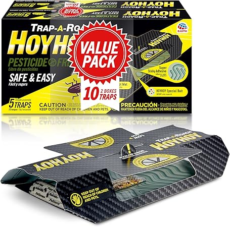 HOY HOY Trap A Roach - 10 Traps [2 Pack] Baited Glue Traps, Great for Home with Kids & Pets Indoor, Sticky Pest Control Trap, Roach Killer, Made in Japan