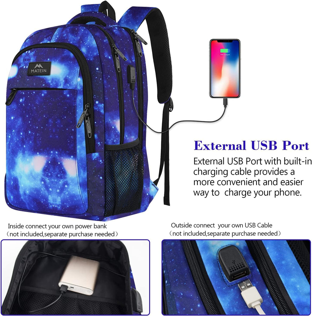 MATEIN Travel Laptop Backpack, Business Anti Theft Slim Sturdy Laptops Backpack with USB Charging Port, Water Resistant College School Computer Bag Gift for Men & Women Fits 15.6 Inch Notebook, Grey