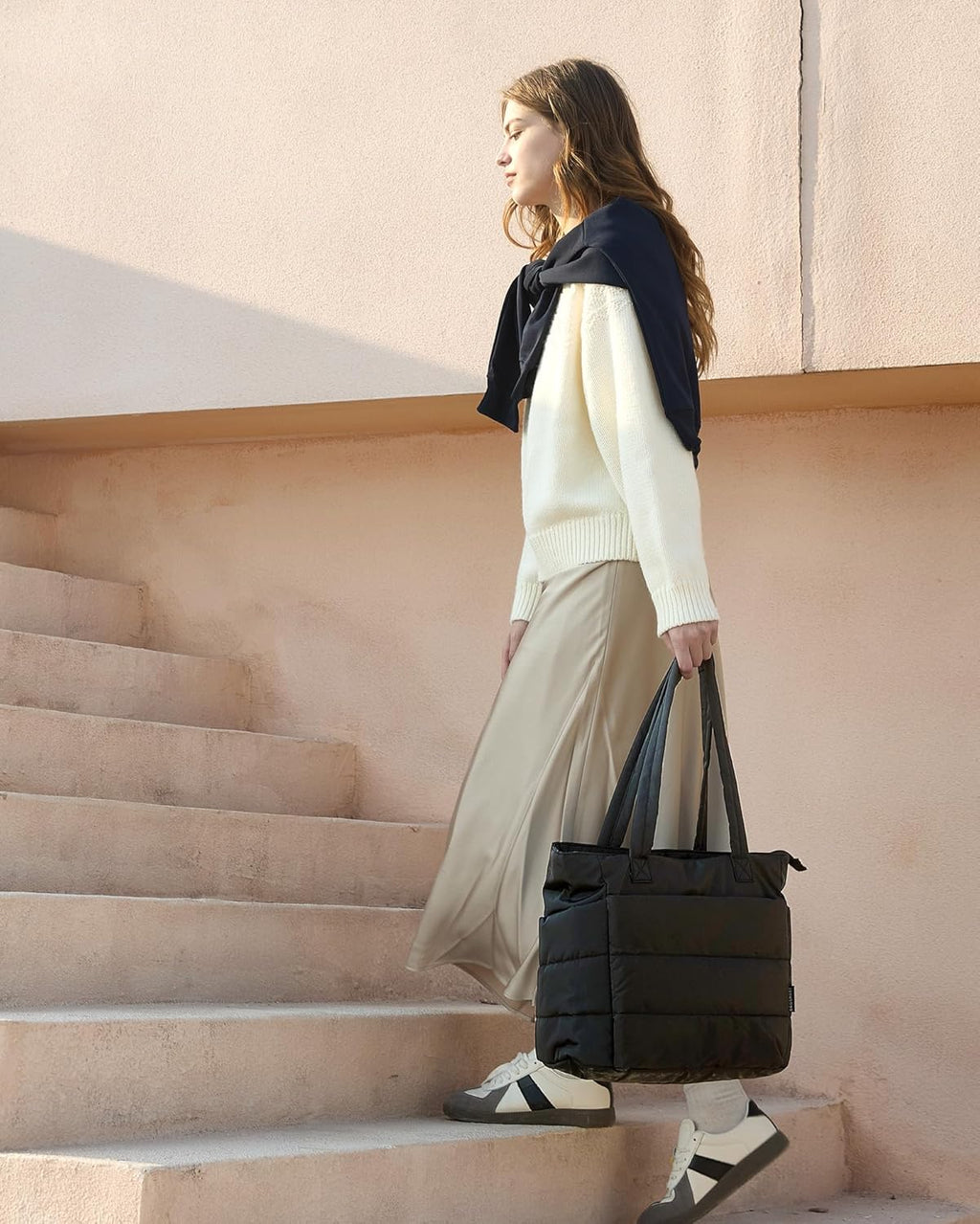 BAGSMART Tote Bag for Women, Lightweight Puffy Tote Bag with Compartments Shoulder Bag Handbag for Travel, Work, Gym