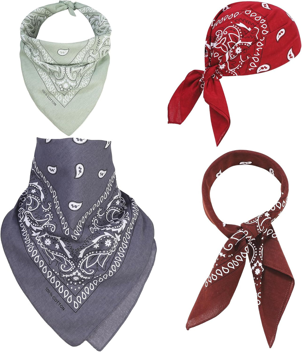 100% Cotton 27" x 27" Large Bandanas for Men & Women, Multi-Purpose Bandana Headbands, Square Head Scarf