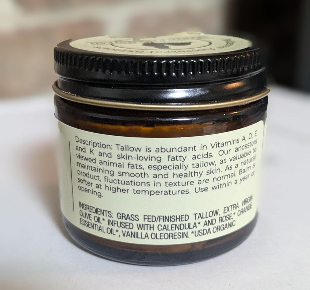 Hearth and Homestead: Handmade Whipped Tallow Balm (Unscented/Herb-Infused) - Organic Body Butter with Infused Olive Oil, for Eczema, Rosacea, Baby - 1.3 oz