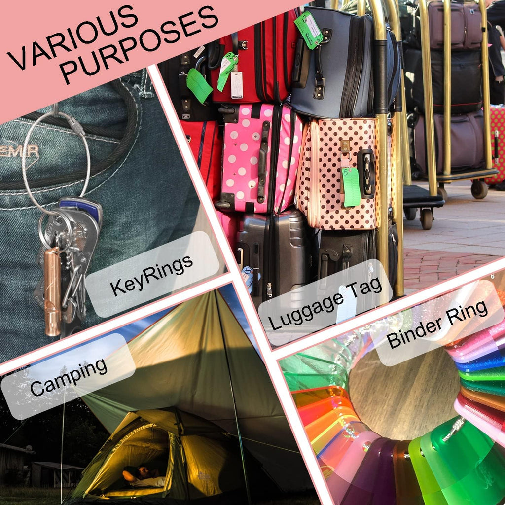 CooBigo 16 Pack Stainless Steel Loops 2mm Coated Wire Keychain Cable Large Keyrings 6 inch Key Chain for Luggage Tags, Key Tags, Keyrings, Kitchen utensils, Duster-Assorted Colors